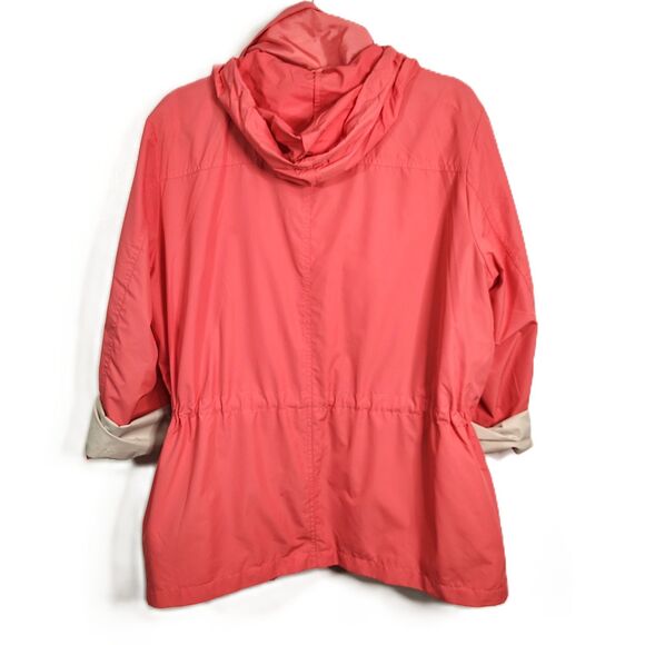 JM Collection Hooded Jacket Large Women's Coral Lightweight Mid Length Coat - Picture 2 of 7